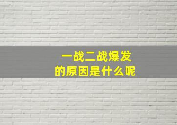 一战二战爆发的原因是什么呢