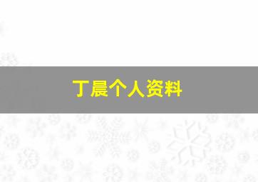 丁晨个人资料