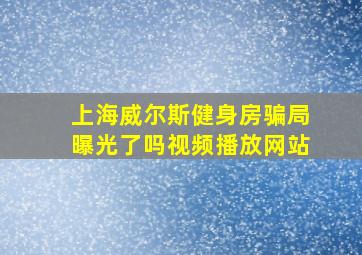 上海威尔斯健身房骗局曝光了吗视频播放网站