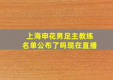 上海申花男足主教练名单公布了吗现在直播