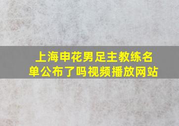 上海申花男足主教练名单公布了吗视频播放网站