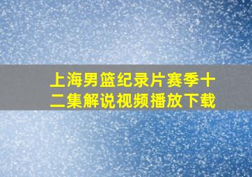 上海男篮纪录片赛季十二集解说视频播放下载