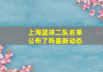 上海篮球二队名单公布了吗最新动态