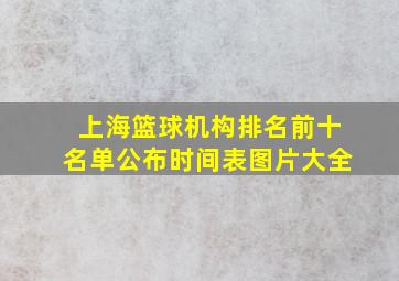 上海篮球机构排名前十名单公布时间表图片大全