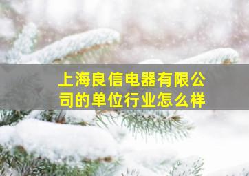 上海良信电器有限公司的单位行业怎么样