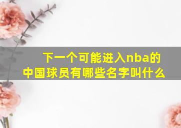 下一个可能进入nba的中国球员有哪些名字叫什么