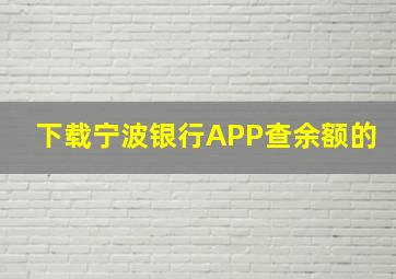 下载宁波银行APP查余额的