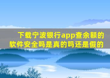 下载宁波银行app查余额的软件安全吗是真的吗还是假的