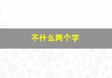 不什么两个字