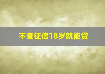 不查征信18岁就能贷