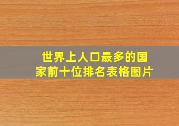 世界上人口最多的国家前十位排名表格图片