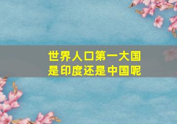 世界人口第一大国是印度还是中国呢