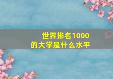 世界排名1000的大学是什么水平