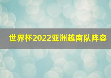 世界杯2022亚洲越南队阵容