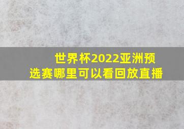 世界杯2022亚洲预选赛哪里可以看回放直播