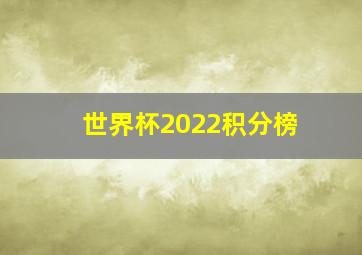 世界杯2022积分榜