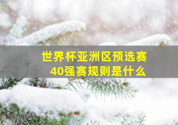 世界杯亚洲区预选赛40强赛规则是什么