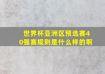 世界杯亚洲区预选赛40强赛规则是什么样的啊