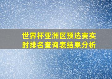 世界杯亚洲区预选赛实时排名查询表结果分析