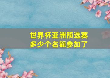 世界杯亚洲预选赛多少个名额参加了