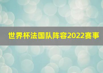 世界杯法国队阵容2022赛事