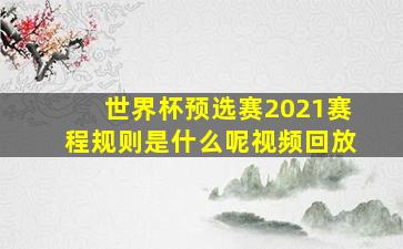 世界杯预选赛2021赛程规则是什么呢视频回放