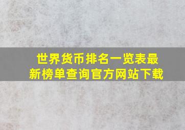 世界货币排名一览表最新榜单查询官方网站下载