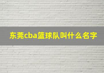 东莞cba篮球队叫什么名字