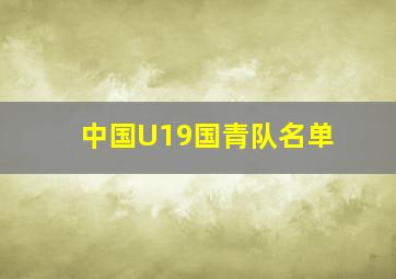 中国U19国青队名单