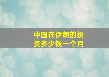 中国在伊朗的投资多少钱一个月