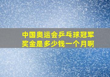 中国奥运会乒乓球冠军奖金是多少钱一个月啊