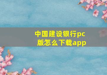 中国建设银行pc版怎么下载app