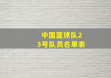 中国篮球队23号队员名单表