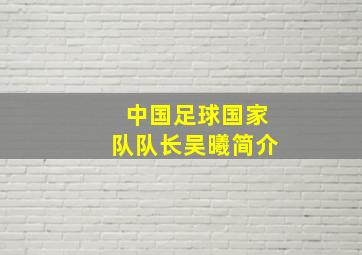 中国足球国家队队长吴曦简介