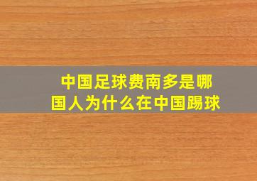 中国足球费南多是哪国人为什么在中国踢球