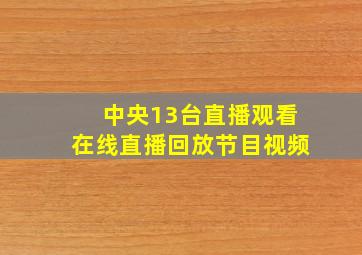 中央13台直播观看在线直播回放节目视频