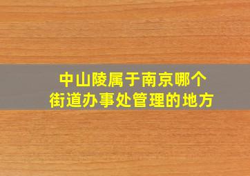 中山陵属于南京哪个街道办事处管理的地方