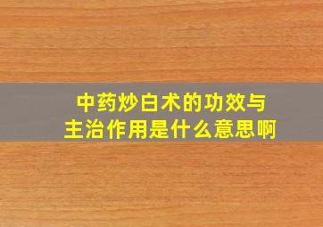 中药炒白术的功效与主治作用是什么意思啊