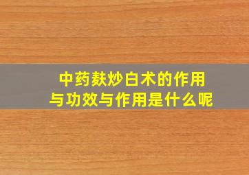 中药麸炒白术的作用与功效与作用是什么呢