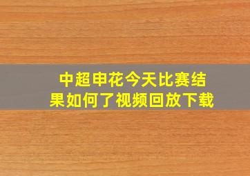 中超申花今天比赛结果如何了视频回放下载