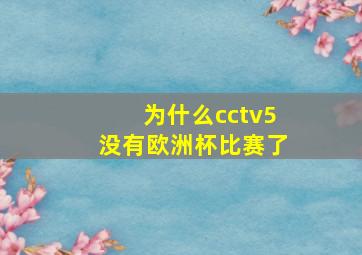 为什么cctv5没有欧洲杯比赛了