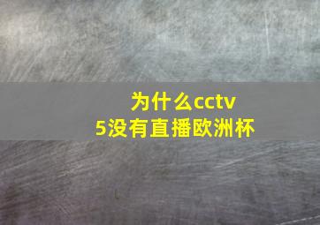 为什么cctv5没有直播欧洲杯