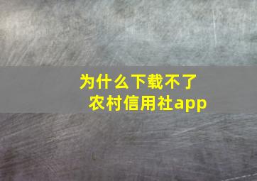 为什么下载不了农村信用社app