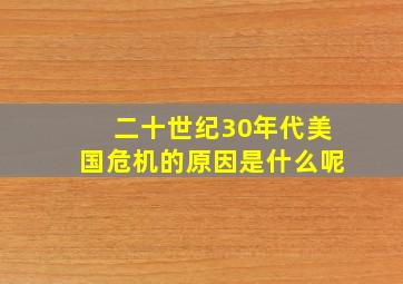 二十世纪30年代美国危机的原因是什么呢