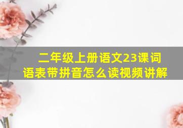 二年级上册语文23课词语表带拼音怎么读视频讲解