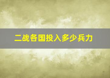 二战各国投入多少兵力