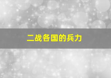 二战各国的兵力