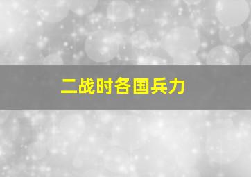 二战时各国兵力