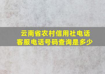 云南省农村信用社电话客服电话号码查询是多少