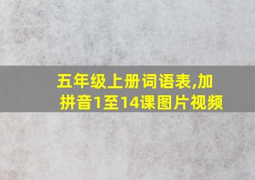 五年级上册词语表,加拼音1至14课图片视频